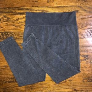 Mono B Ribbed Yoga Workout Leggings Charcoal Size Large New